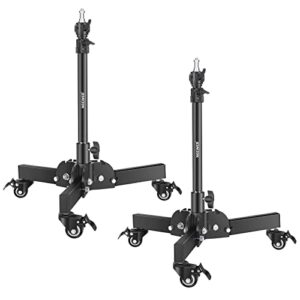 neewer pack of 2 heavy duty light stands with wheels, 2.4 feet max. height, foldable tripod stand for low angle shooting, light stand for softbox, monolight and other photography equipment, st72