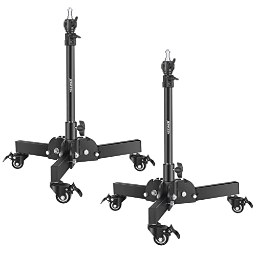 NEEWER Pack of 2 Heavy Duty Light Stands with Wheels, 2.4 Feet Max. Height, Foldable Tripod Stand for Low Angle Shooting, Light Stand for Softbox, Monolight and Other Photography Equipment, ST72