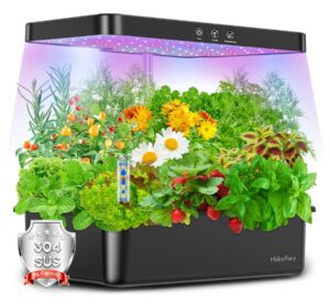 herb garden hydroponics growing system - hidropony 12 pods indoor gardening system with led grow light, plants germination kit, auto timer, ideal gardening gifts for women