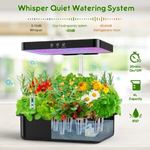 Herb Garden Hydroponics Growing System - HidroPony 12 Pods Indoor Gardening System with LED Grow Light, Plants Germination Kit, Auto Timer, Ideal Gardening Gifts for Women