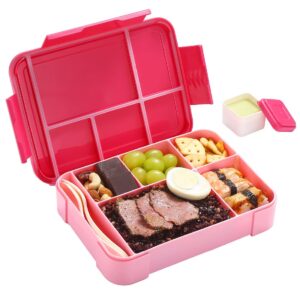 lovina bento box for adult kids, stylish teens adult lunch box containers with 5 compartments, durable, microwave/dishwasher safe, bpa-free, perfect for on-the-go meal(pink)
