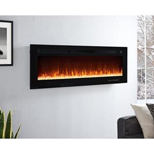 naomi home electric fire place heater for the wall mount, living room black 50 inches/12 flame colors