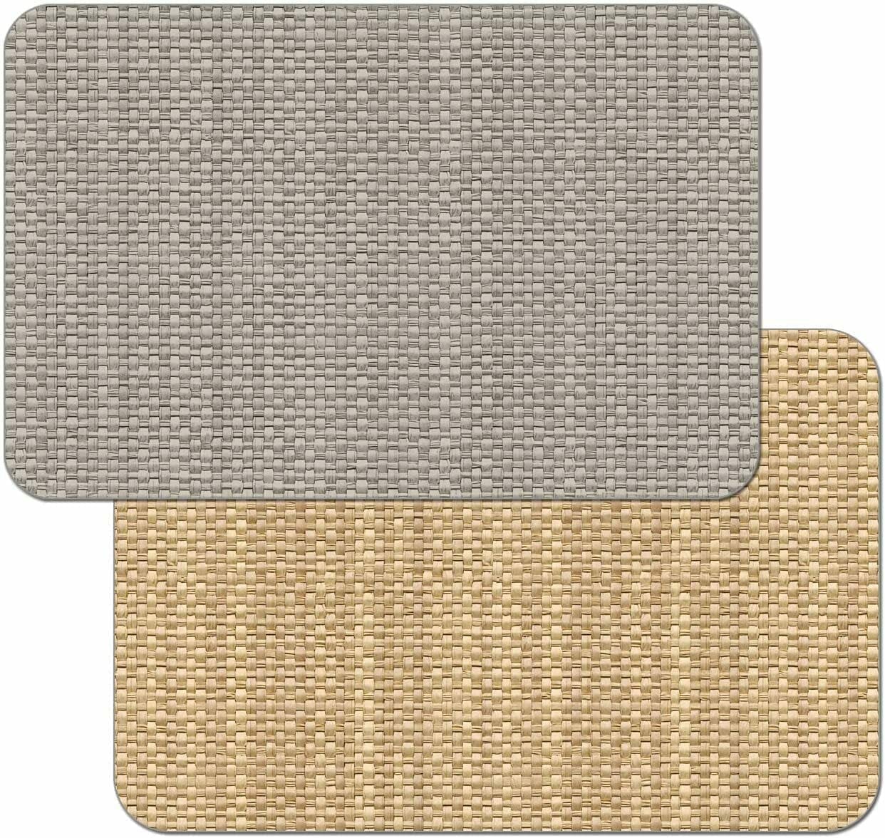 CounterArt Taupe and Natural Basket Weave Design Reversible Easy Care Plastic Placemat Set of 2 Made in The USA