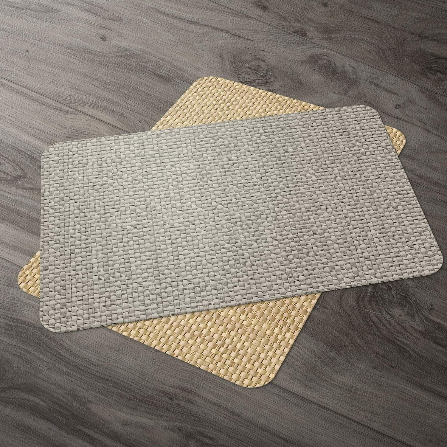 CounterArt Taupe and Natural Basket Weave Design Reversible Easy Care Plastic Placemat Set of 2 Made in The USA