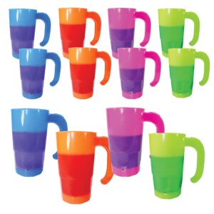 aakron 20oz. color changing stackable beer stein, top shelf dishwasher safe, bpa free – set of 12 (colors may vary)
