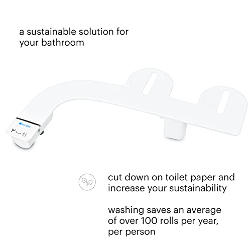 Brondell SS-150W SimpleSpa Thinline Essential Bidet Attachment for Toilet Seats with Adjustable Water Pressure, Side Arm Control, Thin Profile, White (Single Nozzle)