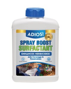 adios! spray boost surfactant for herbicide and weeds, makes 50 gallons of nonionic wetting agent (16oz)