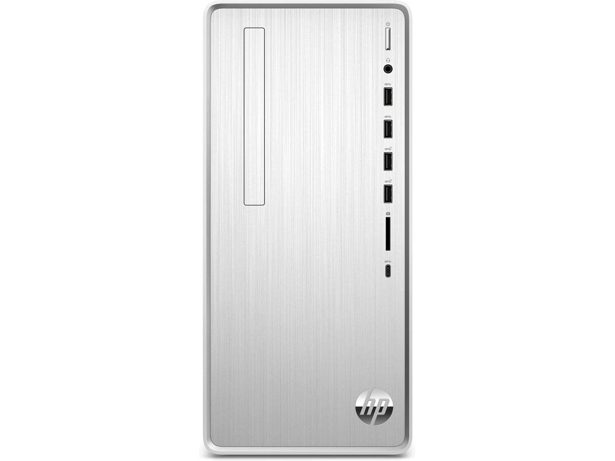 HP Pavilion TP01-2019 Desktop Mini Tower, AMD R5 5600G (3.9 GHz) 12GB RAM, 512 GB PCIe NVMe SSD, AMD Radeon IGP Windows 11 Home 318J0AAR#ABL - Natural Silver (Renewed)