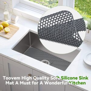 Silicone Sink Mat Toovem Kitchen Sink Mats 26''x14'' Sink Protectors for Kitchen Sink with Heat Resistant Flexible Stable for Bottom of Farmhouse Stainless Steel Porcelain Sink Pad