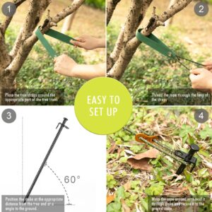 Heavy Duty Tree Stake Kits, 11.8 Inch Steel Tree Stakes and Supports for Young Tree Anti Strong Wind, Leaning Tree Anchor Straightening Kit with 3 PCS Steel Stakes, 13.12 Feet Rope and Tree Straps