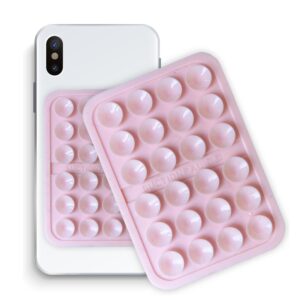 suction pal 2.0 - pack of 2 silicone suction non slip adhesive mount compatible with iphone and android (pink)