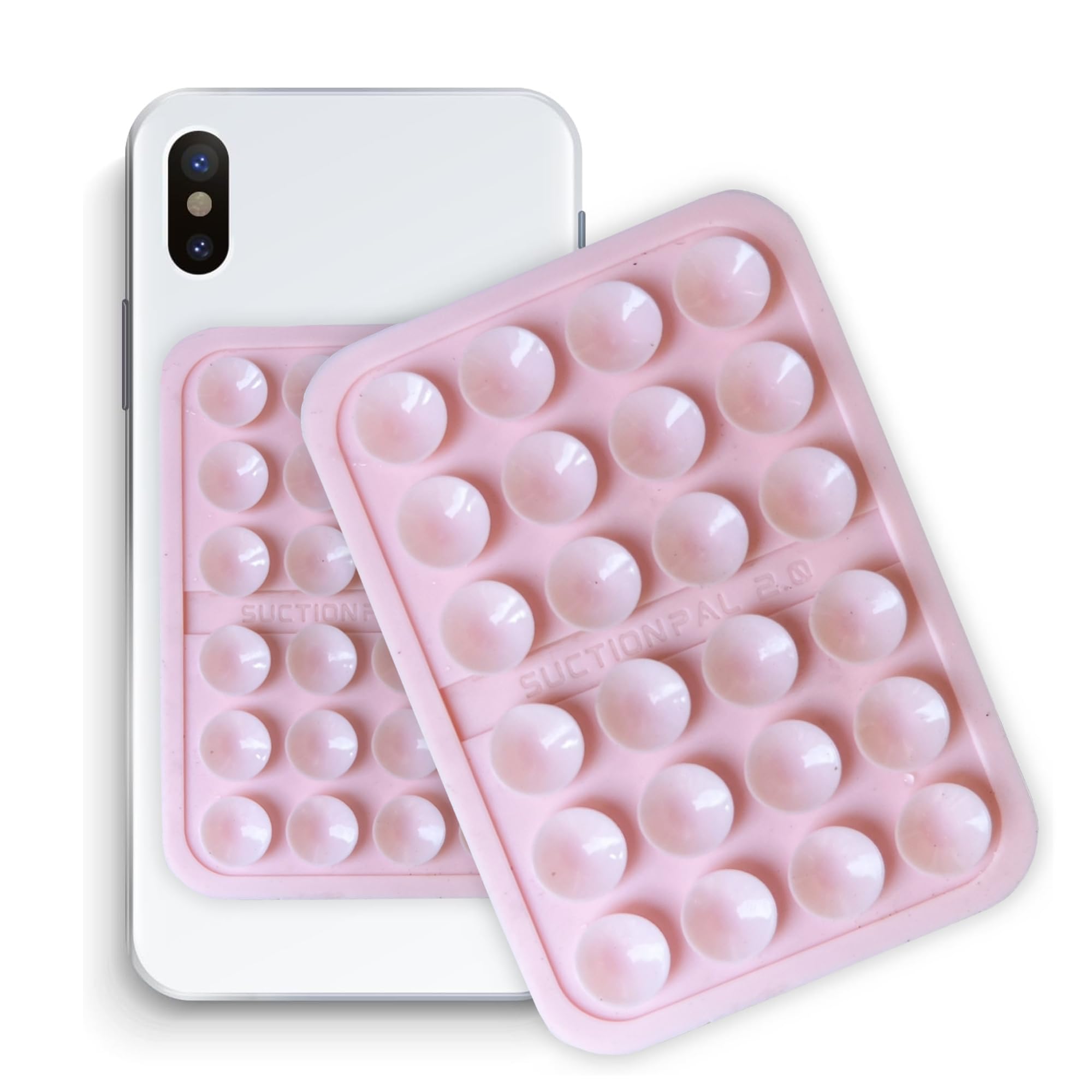 Suction Pal 2.0 - Pack of 2 Silicone Suction Non Slip Adhesive Mount Compatible with iPhone and Android (Pink)