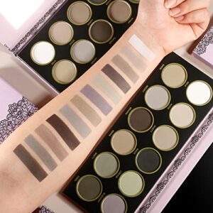 Matte Eyeshadow Palette No Shimmers, DE’LANCI 12 Natural Matte Colors Shades Makeup Pallets, Nude Naked Eye Shadows Pallet for Older Women,Cool Gray Tone All Matte Eyeshadows With Mirror,Talc Free