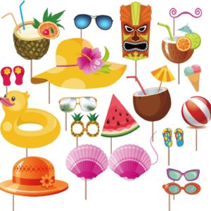 38pcs Luau Photo Booth Props Luau Party Favors for Luau Party Decorations Tropical Party Decorations Tiki Party Decorations Birthday Hawaiian Summer Beach Pool Party Decorations Supplies