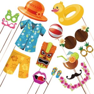 38pcs Luau Photo Booth Props Luau Party Favors for Luau Party Decorations Tropical Party Decorations Tiki Party Decorations Birthday Hawaiian Summer Beach Pool Party Decorations Supplies