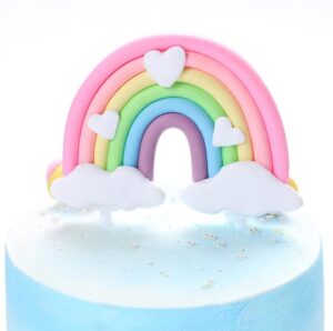 colorful rainbow cake topper birthday wedding cake flags cloud balloon cake flag birthday party baking decoration supplies (love)