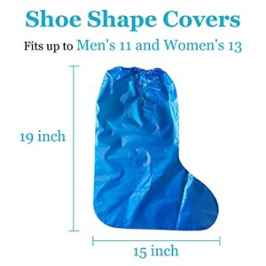 Yzurbu 50 Pcs (25 Pairs) Disposable Shoe Covers Non Slip Blue Rain Shoes and Boots Covers Long Waterproof Anti-Slip Overshoe (Large Size - Up to US Men's 11 & US Women's 13)