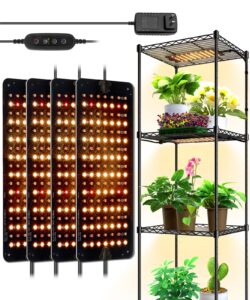 barrina ultra-thin grow lights for indoor plants, 40w (4 x 10w) full spectrum led grow light panel with 3/6/12h auto on/off timer, 3 spectrum modes, 7 dimmable levels for seedlings, greenhouse, 4-pack