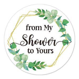 50 pcs from my shower to yours favor stickers - thank you stickers for baby and bridal wedding shower round circle party favor stickers.