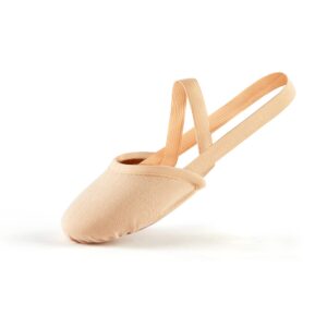 sangeeson half sole dance shoes - stretchy canvas pirouette shoes for ballet, lyrical, modern, jazz dance, and contemporary, nude, m