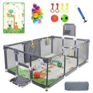 upgrated baby playpen with mat, playpen for babies and toddlers, large playpen with mat, sport playpen, play pen with accessories, baby play yards, playpen indoor & outdoor activity, sturdy kids