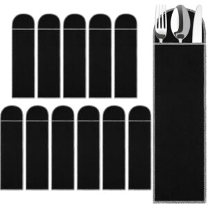 Weewooday 12 Pieces Silver Storage Bags Flatware Storage Silverware Storage Box Black Velvet Cloth Flatware Organizers Anti Tarnish Silverware Sleeves for Kitchen Teaspoon Cutlery Utensil Flatware