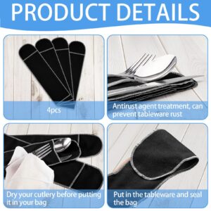 Weewooday 12 Pieces Silver Storage Bags Flatware Storage Silverware Storage Box Black Velvet Cloth Flatware Organizers Anti Tarnish Silverware Sleeves for Kitchen Teaspoon Cutlery Utensil Flatware