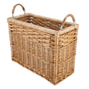 yahuan natural wicker storage basket with built-in handles stair basket magazine basket large wicker baskets for storage home organizing laundry (wicker)