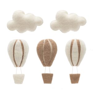 glaciart one hot air balloon & cloud decoration | hanging wall decor, bedroom wall banners, room wall accessories or ceiling mobile | use for garland wall decor or mobile for crib | great gift idea