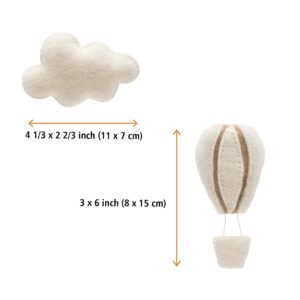 GLACIART ONE Hot Air Balloon & Cloud Decoration | Hanging Wall Decor, Bedroom Wall Banners, Room Wall Accessories or Ceiling Mobile | Use for Garland Wall Decor or Mobile for Crib | Great Gift Idea