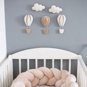 GLACIART ONE Hot Air Balloon & Cloud Decoration | Hanging Wall Decor, Bedroom Wall Banners, Room Wall Accessories or Ceiling Mobile | Use for Garland Wall Decor or Mobile for Crib | Great Gift Idea