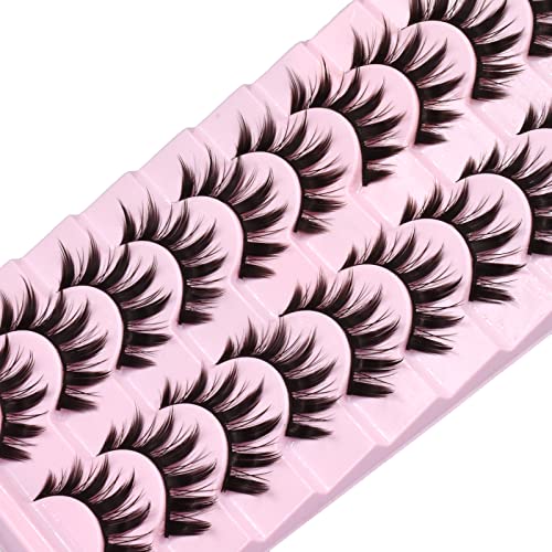 10 Pairs Anime Cosplay Lashes Spiky Manga Style Lashes Janpanese 16mm Extension Natural Manhua Doll Eye Lashes Halloween/Party Makeup Look by AUGENLI (A3)