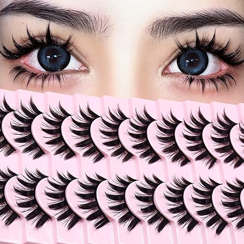 10 Pairs Anime Cosplay Lashes Spiky Manga Style Lashes Janpanese 16mm Extension Natural Manhua Doll Eye Lashes Halloween/Party Makeup Look by AUGENLI (A3)