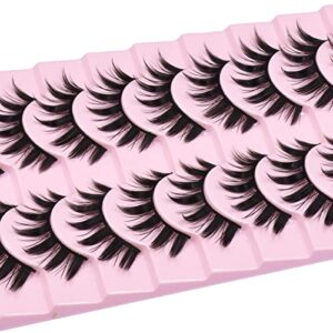 10 Pairs Anime Cosplay Lashes Spiky Manga Style Lashes Janpanese 16mm Extension Natural Manhua Doll Eye Lashes Halloween/Party Makeup Look by AUGENLI (A3)