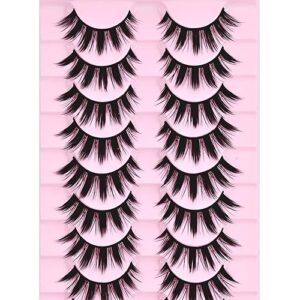 10 Pairs Anime Cosplay Lashes Spiky Manga Style Lashes Janpanese 16mm Extension Natural Manhua Doll Eye Lashes Halloween/Party Makeup Look by AUGENLI (A3)