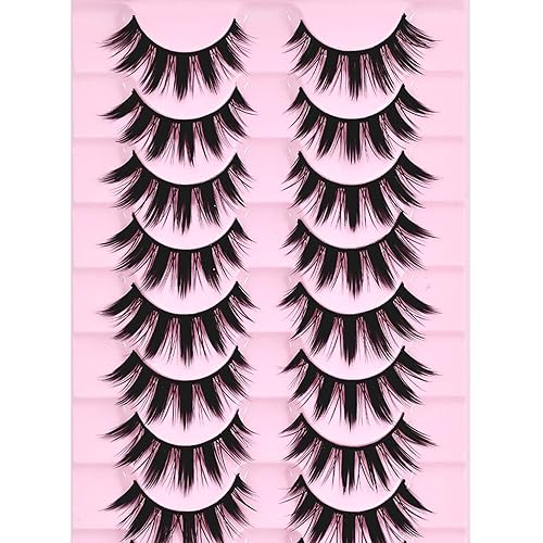 10 Pairs Anime Cosplay Lashes Spiky Manga Style Lashes Janpanese 16mm Extension Natural Manhua Doll Eye Lashes Halloween/Party Makeup Look by AUGENLI (A3)