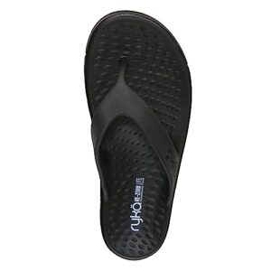 Ryka Womens Rest Ez Recovery Sandal Flip-Flop, Black, 8 US