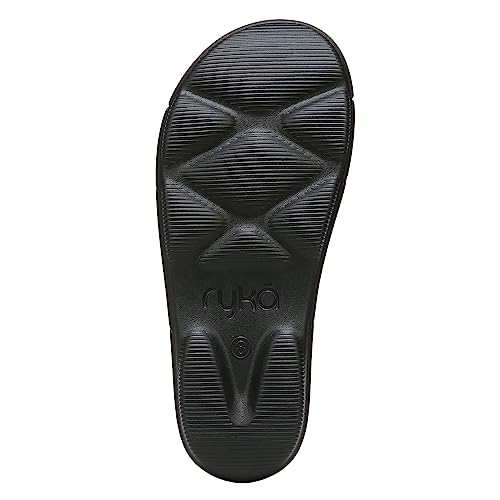 Ryka Womens Rest Ez Recovery Sandal Flip-Flop, Black, 8 US