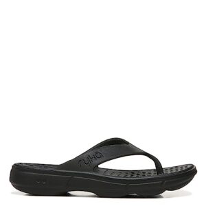 Ryka Womens Rest Ez Recovery Sandal Flip-Flop, Black, 8 US