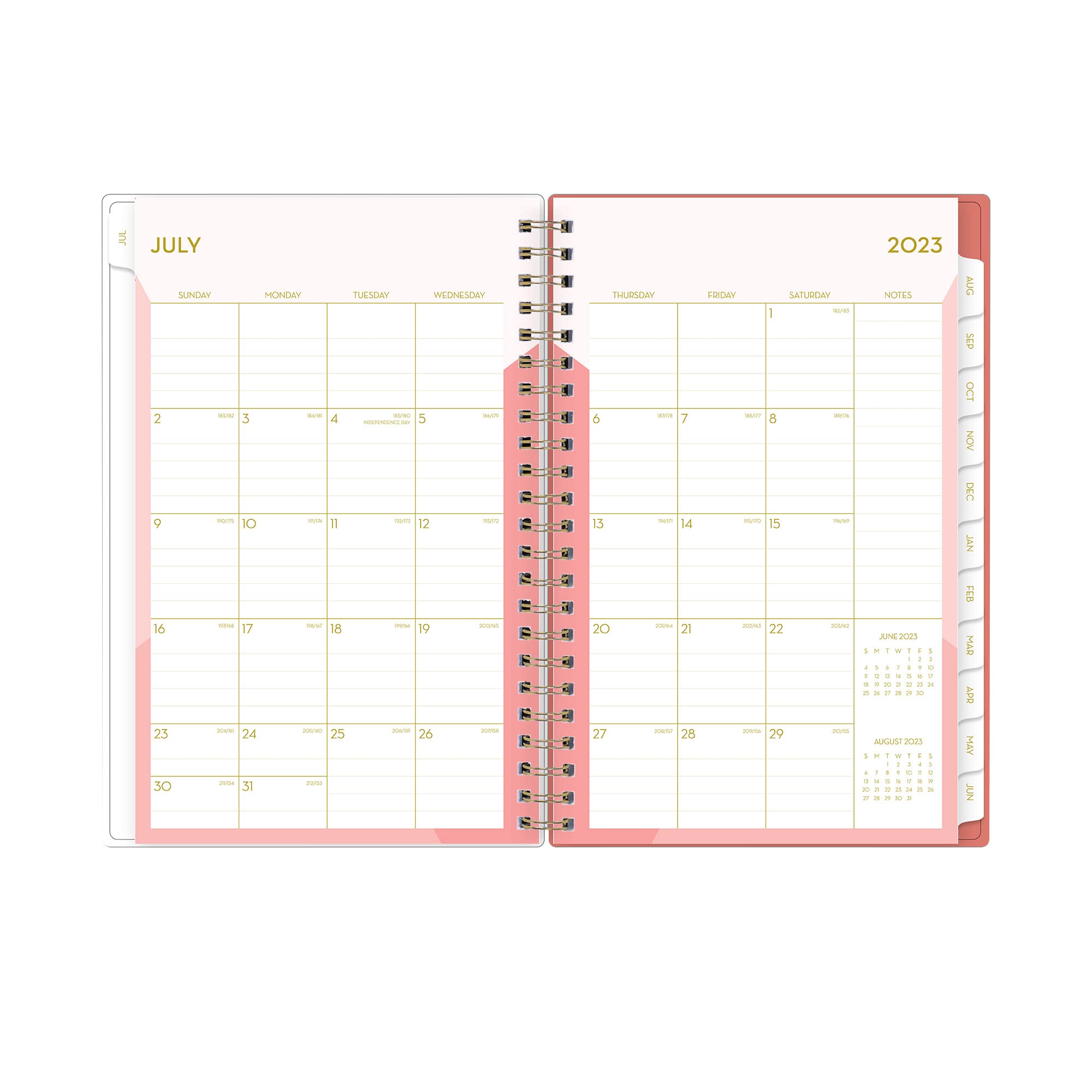 Blue Sky 2023-2024 Academic Year Weekly and Monthly Planner, 5" x 8", Flexible Cover, Wirebound, Cali Pink (130621-A24)