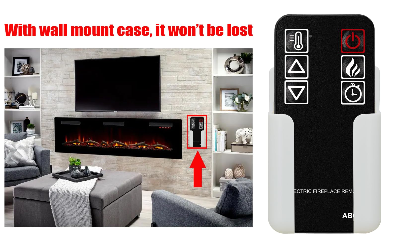 Replacement Remote Control for HOMCOM 3D Electric Firebox Indoor Fireplace Heater