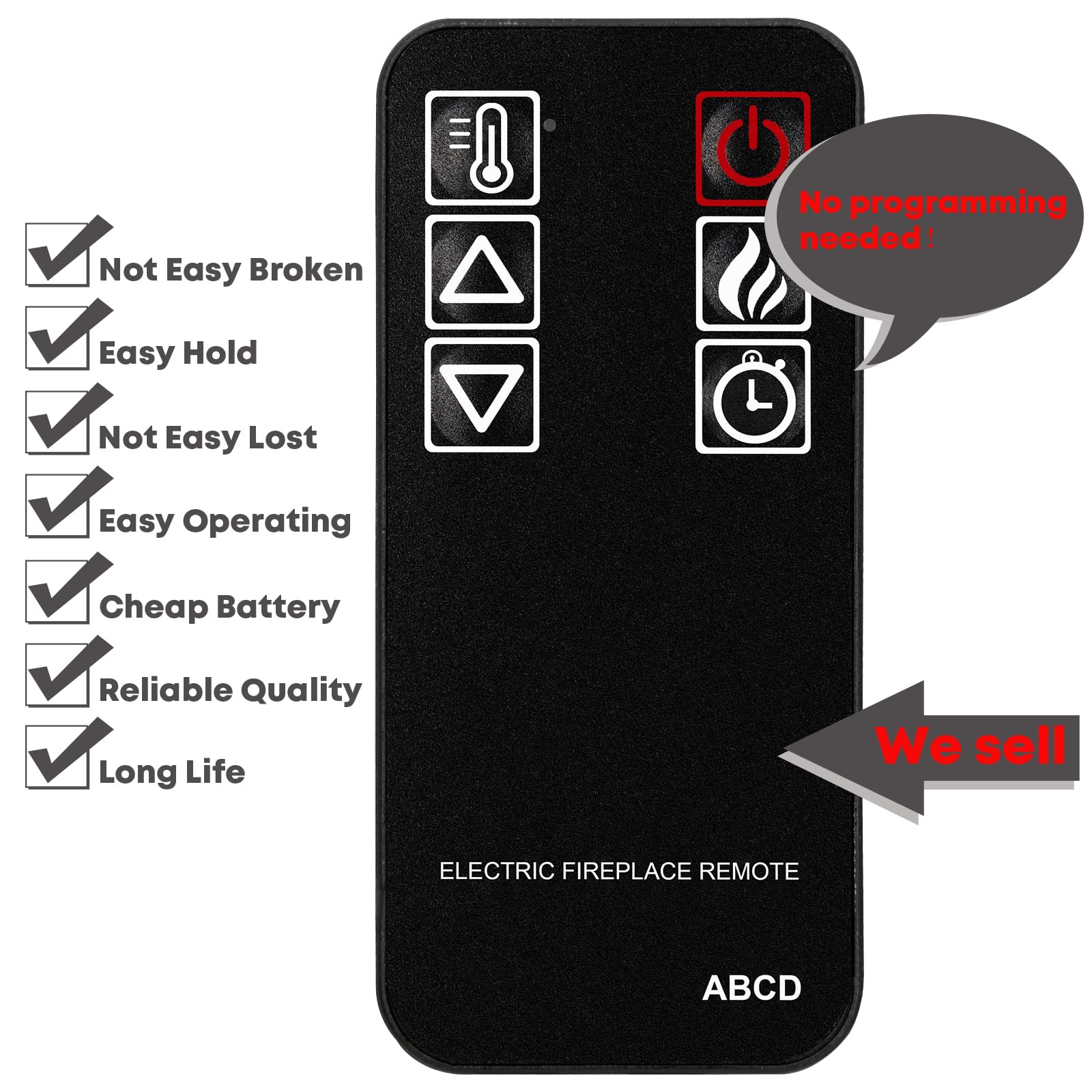 Replacement Remote Control for HOMCOM 3D Electric Firebox Indoor Fireplace Heater