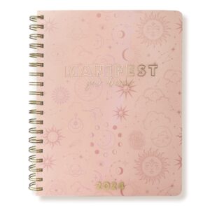 graphique 2024 spiral frosted cover planner | 18 month organizer july 2023 - dec. 2024 | weekly & monthly spreads | to-do & note list | reference tabs | reminder stickers | manifest | 8” x 10”