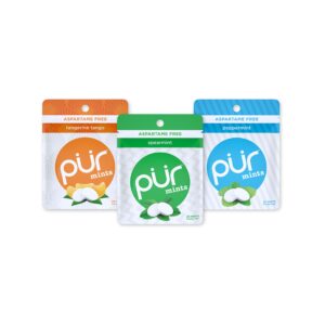 pur mints | aspartame free mints | 100% xylitol | sugar free, vegan, gluten free & keto friendly | natural flavored mints, variety pack, 20 pieces (pack of 3)