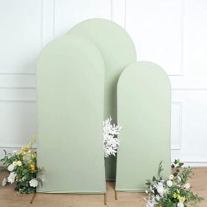 efavormart set of 3 | matte sage green spandex fitted wedding arch covers for round top chiara backdrop stands - 5ft, 6ft, 7ft