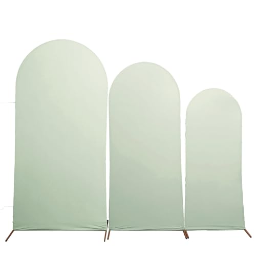 Efavormart Set of 3 | Matte Sage Green Spandex Fitted Wedding Arch Covers for Round Top Chiara Backdrop Stands - 5ft, 6ft, 7ft