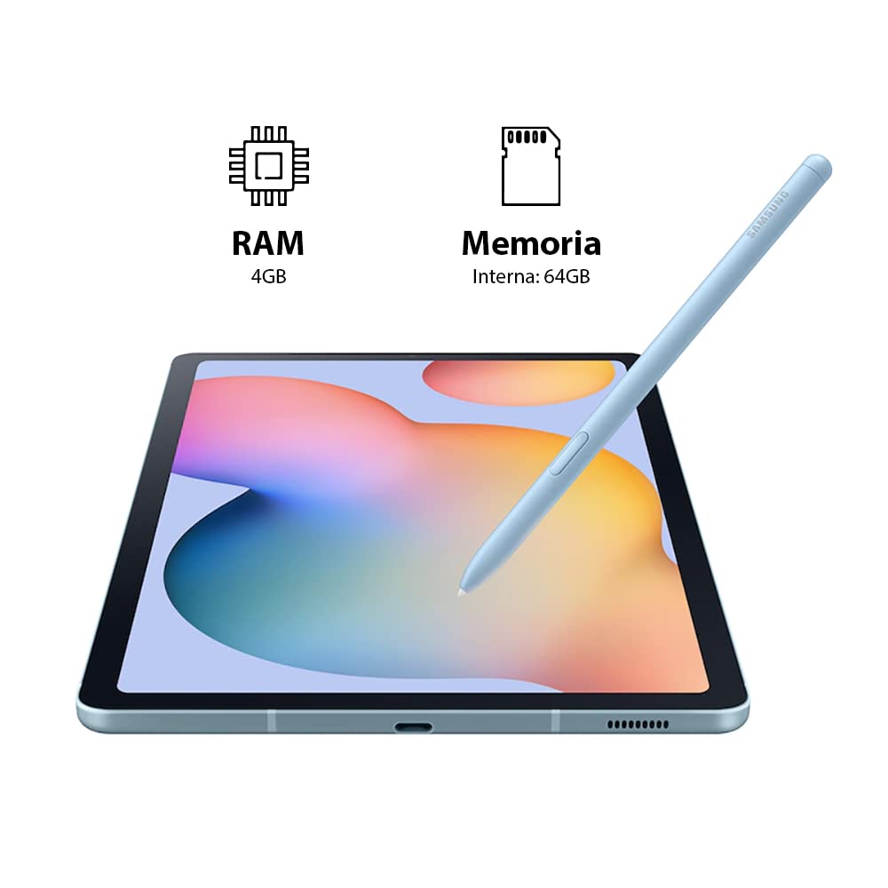 SAMSUNG Galaxy Tab S6 Lite 10.4" 64GB Android Tablet w/Long Lasting Battery, S Pen Included, Slim Metal Design, AKG Dual Speakers, US Version, Angora Blue (Renewed)