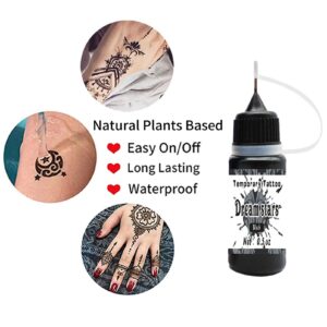 Temporary Tattoo Ink Temporary Tattoo kit (Natural Plants Based) temporary tattoo markers semi permanent tattoo with Stencils Skin-friendly for women Kids and adults (4 black)