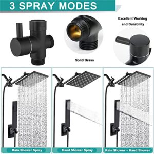 Dual Shower Head,12" High Pressure Rain Shower Head with Handheld Shower Head Spray Combo,High Pressure Showerheads with 78" Long Hose,Black