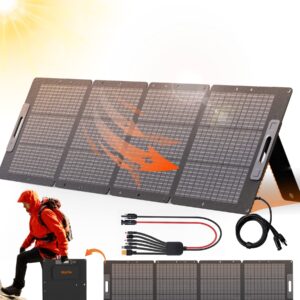200W Portable Solar Panel, Ultra-Light(11.9 lb) Flexible Foldable Solar Panel Kit with MC-4 for Power Station, Waterproof IP67, 23% High-Efficiency Solar Charger for Outdoor Camping RV Boat Off-Grid